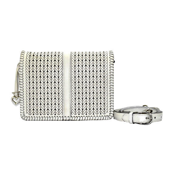C0 NEW BRIGHTON Odette Ferrara Santorini White Leather Shoulder Flap Bag $378 - Picture 2 of 8